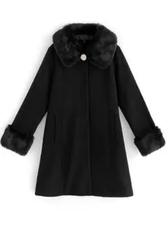 GRL グレイル パールブローチ付きファーフレアコート[ze786]