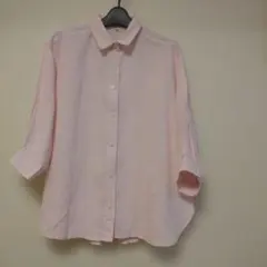 CLOSSHI リネン100% 七分袖シャツ ピンク Mサイズのサムネイル
