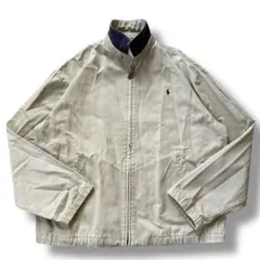 90s ラルフローレン スイングトップ ブルゾン ポニー刺繍 ベージュ 大きめM