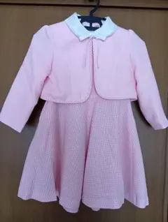 ピンク チェック柄 フレアワンピース、靴もセット