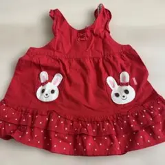最終お値下げ！ミキハウス 赤いウサギ刺繍ワンピース 80