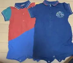 マルチカラー ポロシャツロンパース 95cm未満