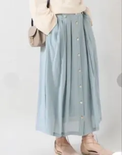 タグ付き IENA A PUPIL フロントボタン フレアロングスカート シルクのサムネイル