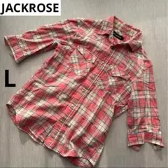 JACKROSE ジャックローズ　赤　チェック柄　五分丈　シャツ　ネルシャツ　綿
