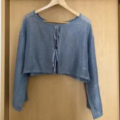 BONLECILLメッシュ クロップドカーディガン 青2wayのサムネイル