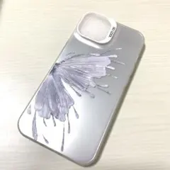 蝶デザイン シルバー iPhone14 ケース　3-20⑤