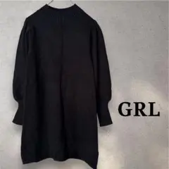 美品【GRL】バルーンスリーブ ニットミニワンピース L ブラック
