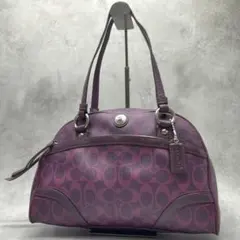 良品✨コーチ トート ミニボストンバッグ PVC×レザー 肩掛け シグネチャー