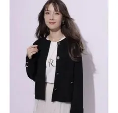 Apuweiser-riche 金釦ノーカラーニットジャケット