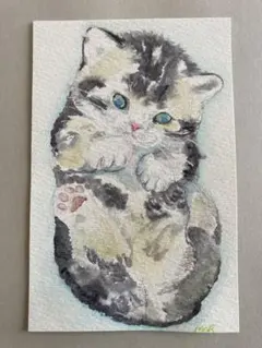 色鉛筆画(13.5×19cm)「…スヤスヤ…Zzz …Zzz♪」猫・子猫♡ - メルカリ