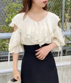 ナイスクラップ マルチWAYフリル羽織りブラウス