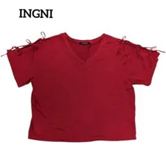 INGNI　袖リボン付き　Vネック半袖トップス