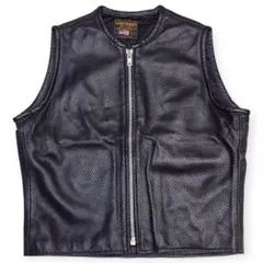 バンソン レザージャケット ノーカラー パンチング加工 バンソン レザージャケット ノーカラー パンチング加工