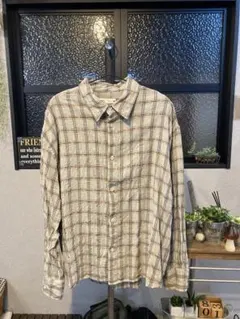 美品！ZARA ザラ テクスチャー チェックシャツ 長袖 XL 水色　ＸＸＬ相当