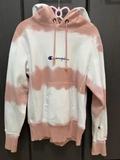 Champion タイダイ パーカー フード付き ピンク/ホワイト Sサイズ