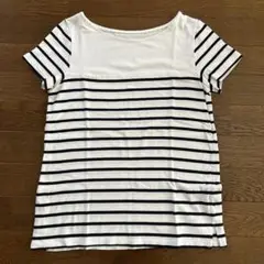 ホワイト/ブラック ボーダー半袖Tシャツ