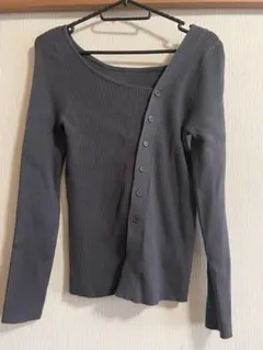 Dazy グレー リブ編み オフショルダー セーター