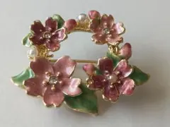 桜モチーフ ブローチ パール装飾