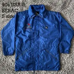 90s USA製 SERAC ナイロンジャケット 企業ロゴ S ブルー