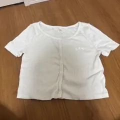 GAP リブ フロントボタン 半袖カットソー ホワイト S