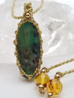 Venetian Glassヴェネツィアガラス アシメトリ琥珀カラー ネックレス 