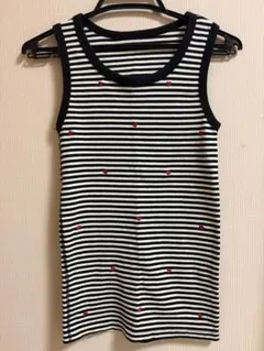 COEN ボーダー タンクトップ ハート刺繍 Mサイズのサムネイル
