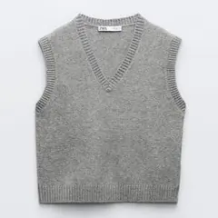 ソフトニットベスト　グレーマール