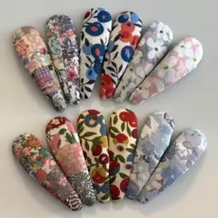 346】リバティプリント ハンドメイド ハートパッチンピン ヘアピン 2個