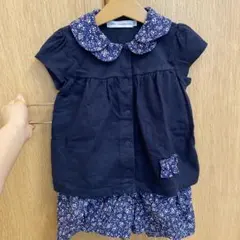 BeBe セットアップ　半袖襟付きシャツ　キュロット　110cm