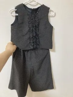 BeBeフォーマルセットアップ 黒と白のチェック柄 100 卒業式　入園式