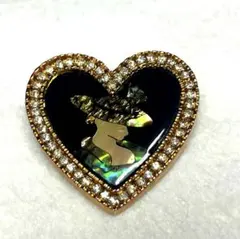 S.H.J ブローチ　貴婦人　天然貝　ヴィンテージ　ネックレス　2点セット