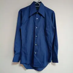 80s 90s CHAFER FOR MEN 긴팔 셔츠 네이비 체크 무늬