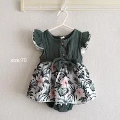 フラワープリントロンパース 70サイズ