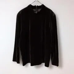 Beache　長袖　ハイネック　ベロア生地　日本製　ブラウン