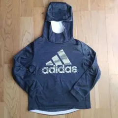 ■adidas ダークグレー フード付きパーカー 140