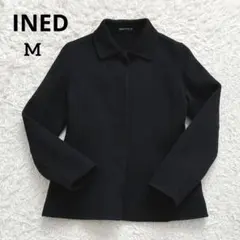 INED イネド ステンカラーコート ジャケット ウール混 ブラック Ｍ