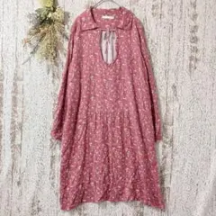 アズノゥアズピンキー　長袖ワンピース(F)くすみピンク 膝丈チュニックa2308