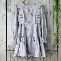 ☆クチュールバイロジータ☆ワンピース ミニ F 花柄 パープル系 長袖 リボン