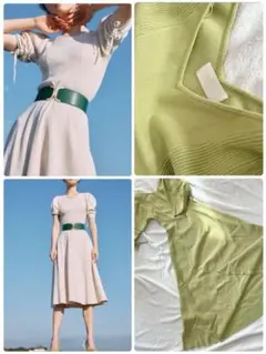 eimy istoire ニットワンピース　ロングワンピース　Aライン　半袖