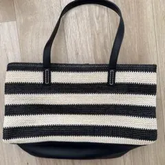 COMME CA ISM ストライプデザイン かごバッグ