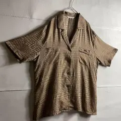 イタリア製 90s 80s ヨーロッパ 半袖シャツ 開襟 鰐柄 ボーリングシャツ