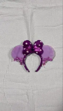 ディズニー ミニー イヤリング付きカチューシャ 紫 水玉