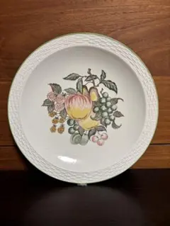 昭和レトロなパーティー皿　果物デザインの陶器製平皿