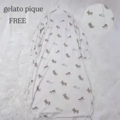 ジェラートピケ アイスドックルームワンピース F ホワイト 犬柄 ロング人気