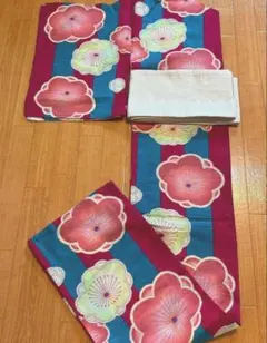 シャン様専用ふりふ 浴衣 うぐいす長者 帯 帯締め付き 自宅で洗濯可能