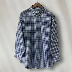【米国製】90s Viyella BDシャツ チェック 青×白 XXL