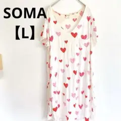 SOMA ハート柄 Tシャツワンピ L ゆったり 春夏