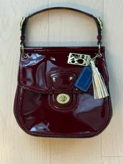 COACH コーチ パテントレザー ハンドバッグ ボルドー系