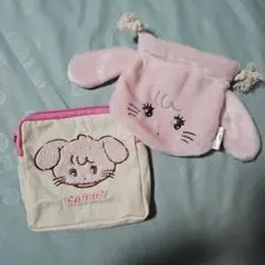 mikko キャミー ふわふわポーチ フェイス巾着