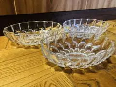 ほぼ新品　昭和レトロ　ガラス製オーバル型ボウル 3個セット